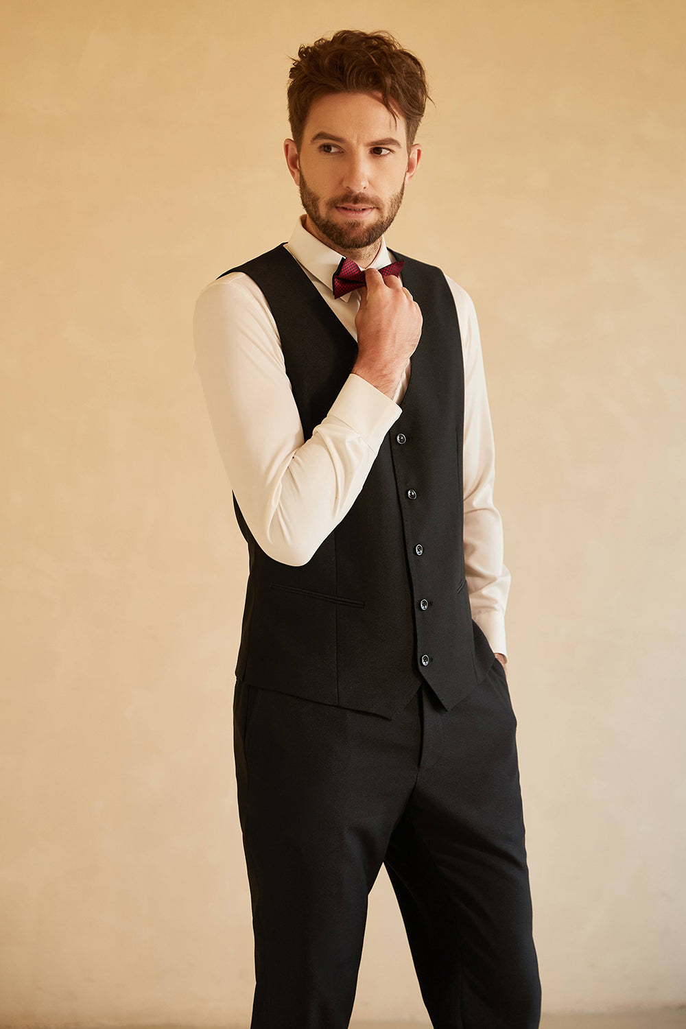 Black Shawl Lapel Single Breasted 3 Piece Men's Wedding Suits
