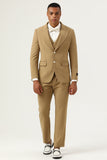 3 Piece Brown Single Breasted Peak Lapel Men's Ball Suits