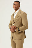 3 Piece Brown Single Breasted Peak Lapel Men's Ball Suits