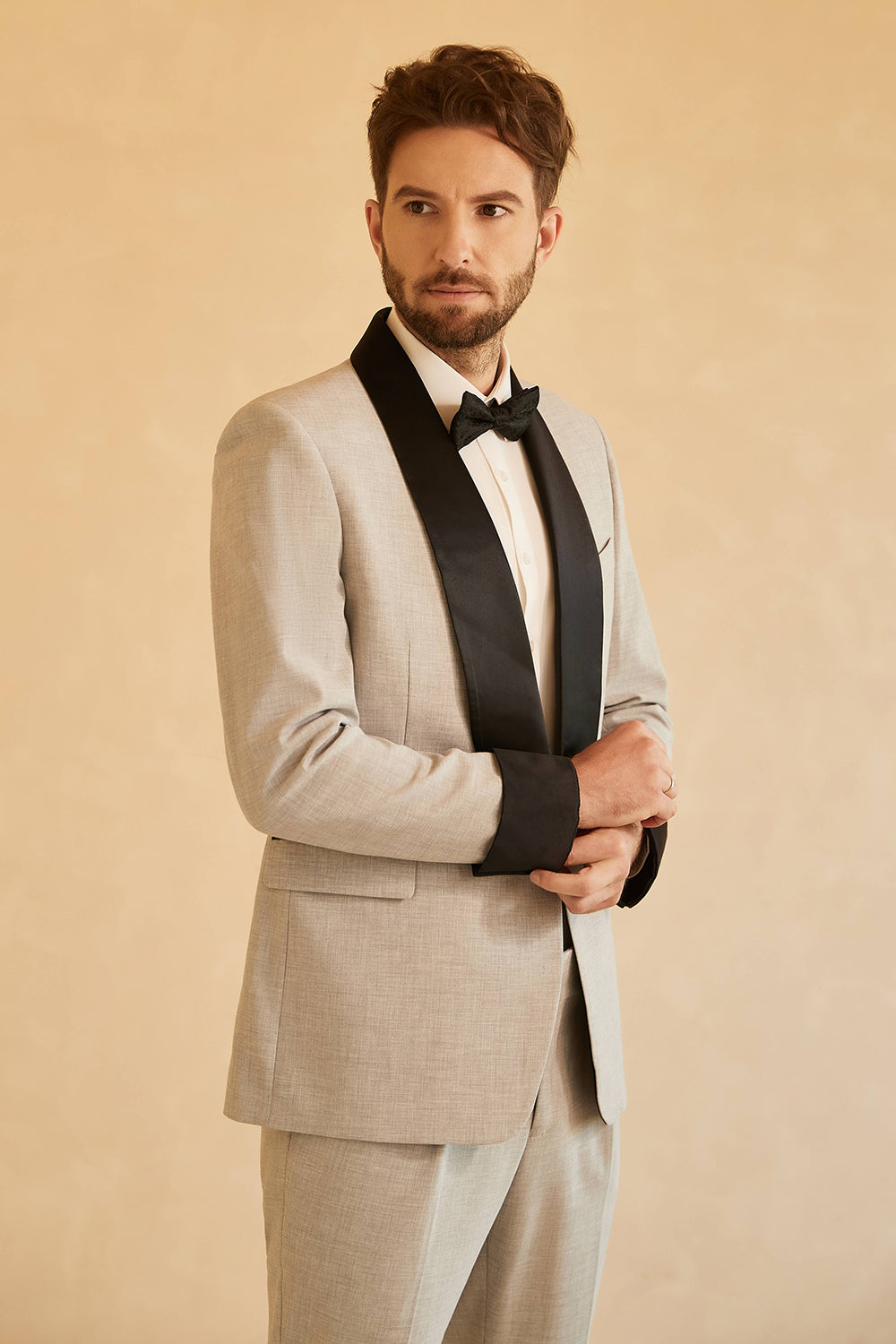 Grey Shawl Lapel Double Breasted 2 Piece Men's Wedding Suits