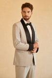 Grey Shawl Lapel Double Breasted 2 Piece Men's Wedding Suits