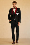 Black Red Shawl Lapel Men's Prom Suits