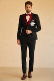 Black Red Shawl Lapel Men's Prom Suits