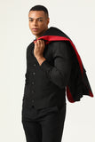 3 Piece Black Red Shawl Lapel Men's Ball Suits