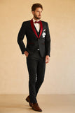 Black Red Shawl Lapel Men's Prom Suits