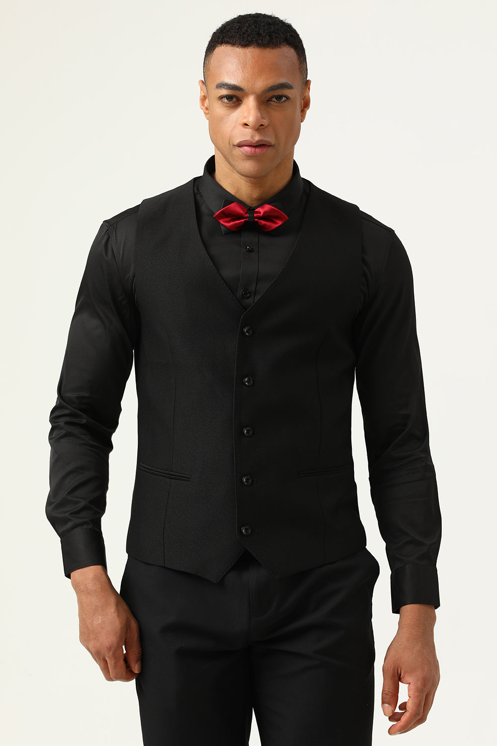 3 Piece Black Red Shawl Lapel Men's Ball Suits