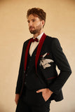Black Red Shawl Lapel Men's Prom Suits