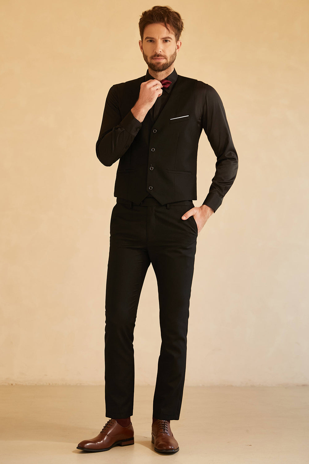 Black Red Shawl Lapel Men's Prom Suits