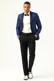 One Button Red Shawl Lapel Jacquard Men's Ball Blazer