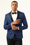 One Button White Shawl Lapel Jacquard Men's Ball Blazer