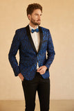 Red Shawl Lapel Jacquard One Button Men's Ball Blazer