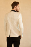Red Shawl Lapel Jacquard One Button Men's Ball Blazer