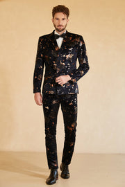 Notched Lapel Double Breasted Black Men's Wedding Suit