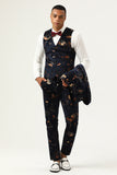 Black Notched Lapel Double Breasted Men's Ball Suits