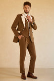 Brown Peak Lapel Single Button 3 Piece Men's Wedding Suits