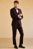 Dark Purple Notched Lapel Single Button Men's Wedding Suits