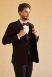 Dark Purple Notched Lapel Single Button Men's Wedding Suits