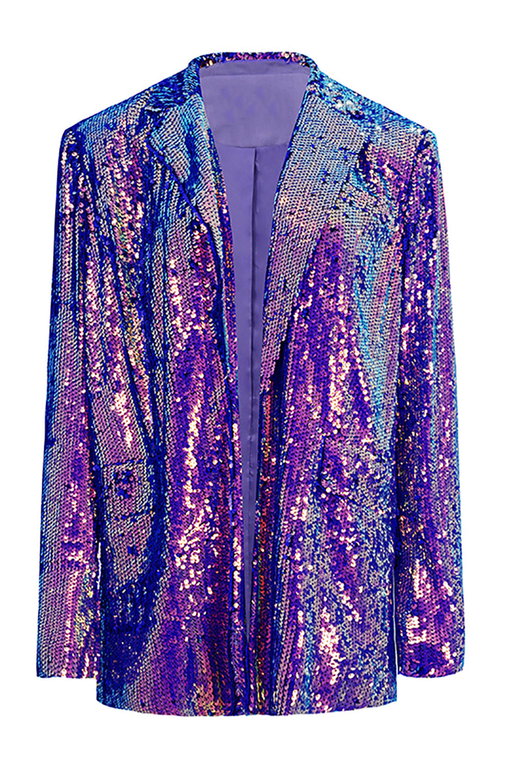 Sparkly Purple Sequins Oversized Longline Ball Blazer For Women