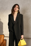 Black Asymmetrical Oversized Ball Blazer For Women