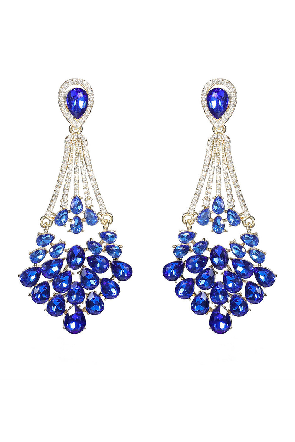 Royal Blue Rhinestone Stud Earrings
