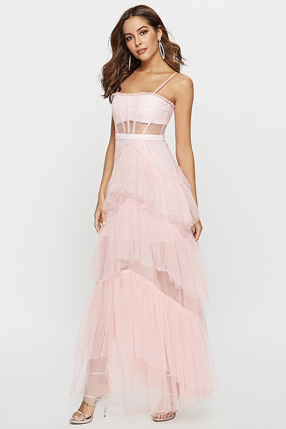 Black Corset Asymmetrical Tulle Long Ball Dress