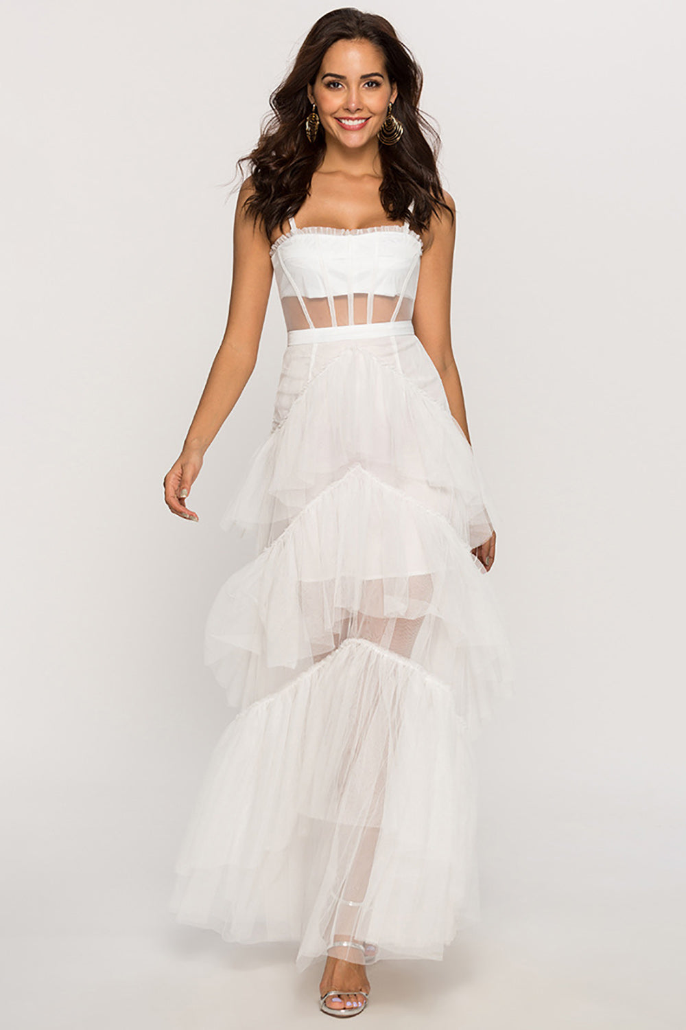 Black Corset Asymmetrical Tulle Long Ball Dress