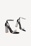 Rhinestone One Buckle Sexy Chunky Heel High Heel Sandals Pumps