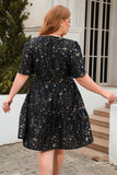 Green A Line Square Neck Velvet Plus Size Xmas Dress