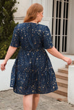 Green A Line Square Neck Velvet Plus Size Xmas Dress