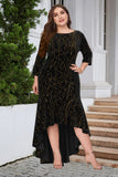 Black A Line Bateau Neck Velvet Plus Size Holiday Party Dress
