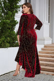 Black A Line Bateau Neck Velvet Plus Size Holiday Party Dress