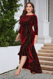 Black A Line Bateau Neck Velvet Plus Size Holiday Party Dress
