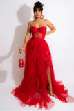 Tulle Sweetheart Black Ball Dress with Slit