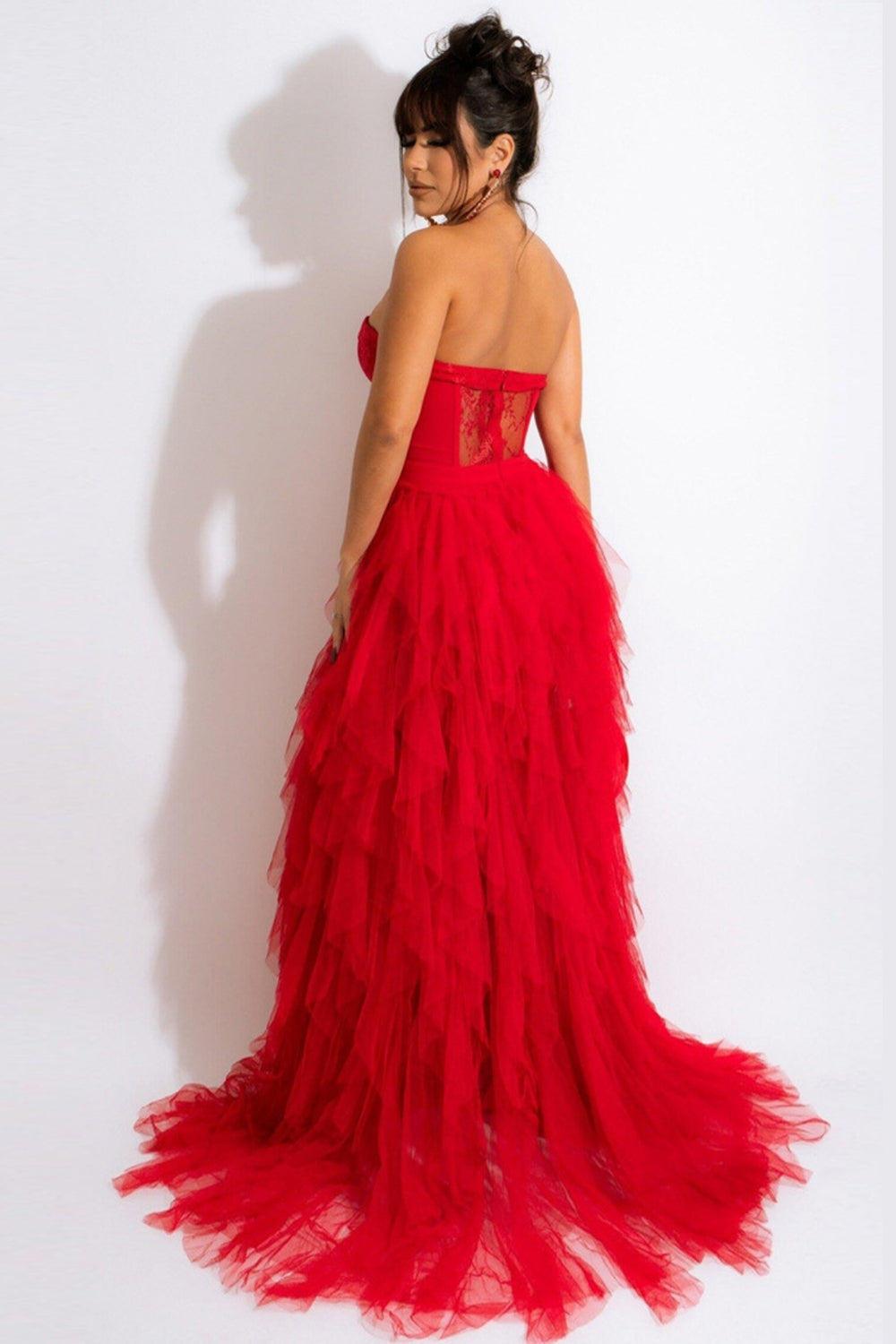 Tulle Sweetheart Black Ball Dress with Slit