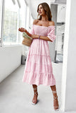 Green Square Neck Floral Printed Summer Dress