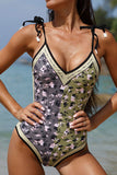 Green One Piece Flower Printed Swimwear