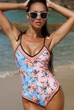 Green One Piece Flower Printed Swimwear