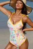Green One Piece Flower Printed Swimwear