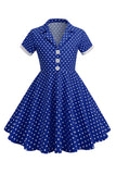 Black Vintage Polka Dots Girls' Dress