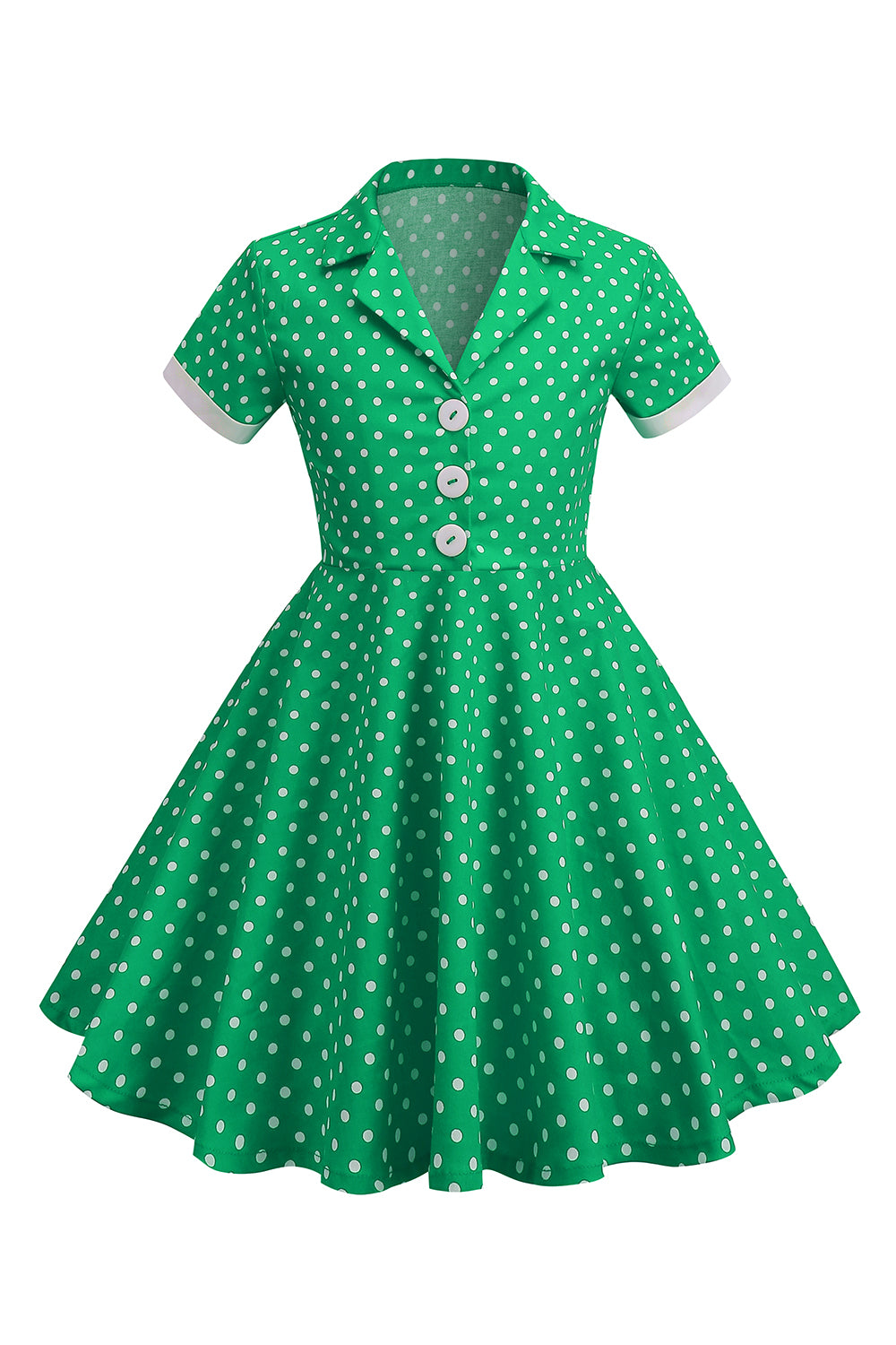 Black Vintage Polka Dots Girls' Dress