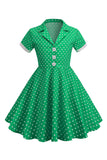 Black Vintage Polka Dots Girls' Dress