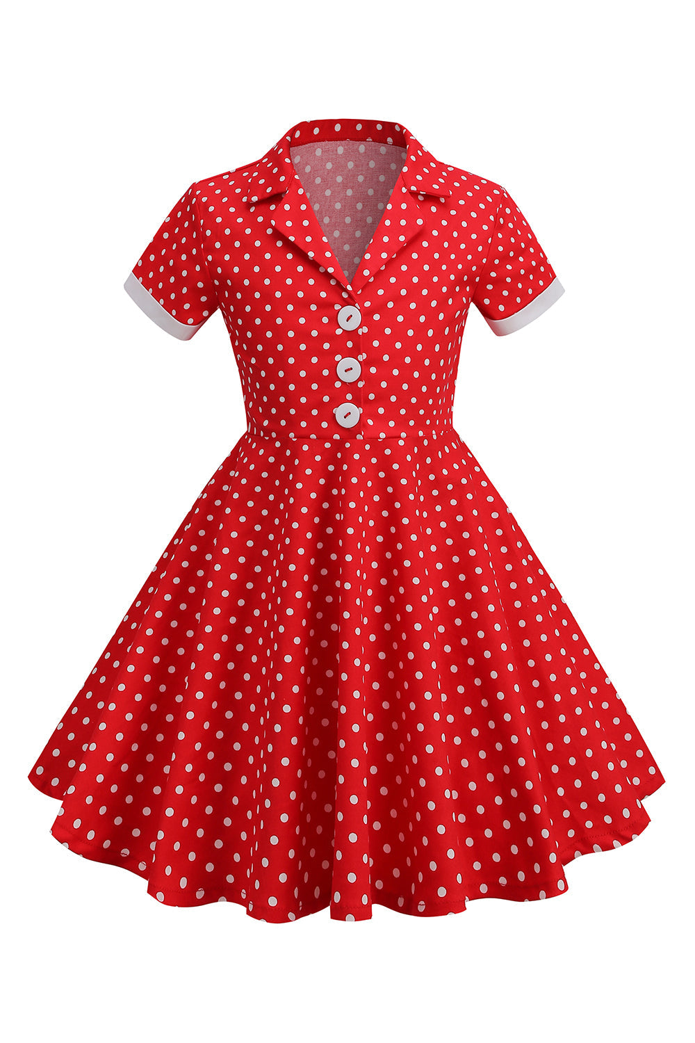 Black Vintage Polka Dots Girls' Dress