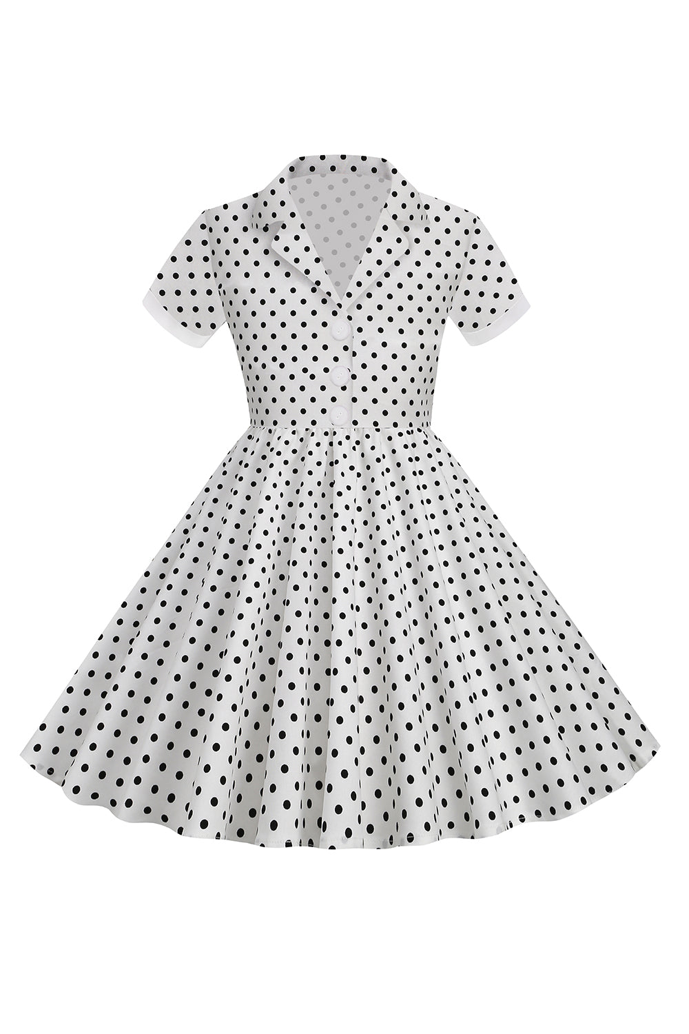 Black Vintage Polka Dots Girls' Dress