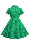 Black Vintage Polka Dots Girls' Dress