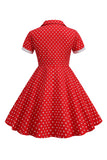 Black Vintage Polka Dots Girls' Dress