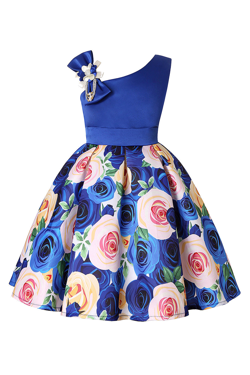 Floral Purple Sleeveless Girls' Party Dress