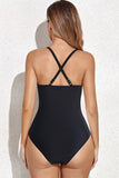 One Piece High Waist Halter Neck Burgundy Swimwear