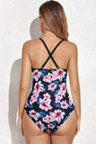 One Piece High Waist Halter Neck Burgundy Swimwear