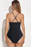 One Piece High Waist Halter Neck Burgundy Swimwear