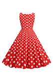 Black Polka Dots Vintage 1950s Dress